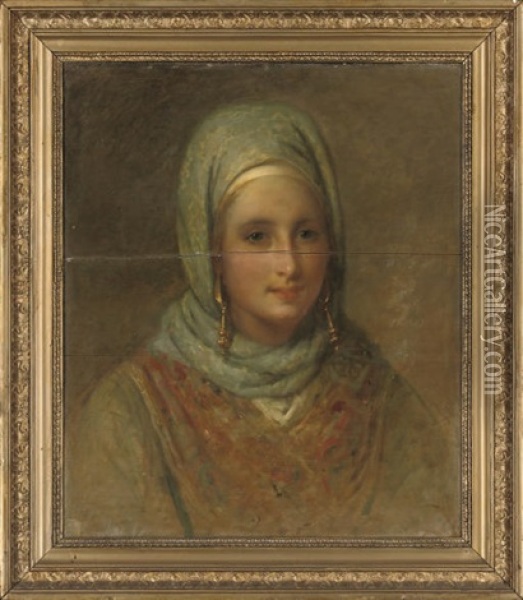 Portrait Of A Lady, In Oriental Dress Oil Painting - Edward Villiers Rippingille