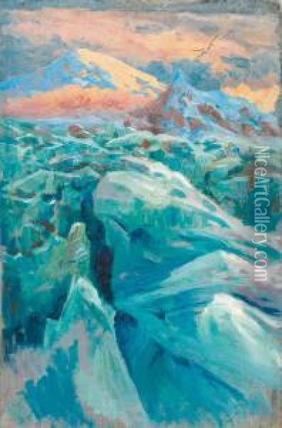 Glacier Dans Le Caucase Oil Painting - Ivanovitch Eugene Pospolitaki