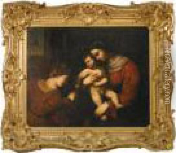 The Madonna And Child With Saint Anne Oil Painting - Bonifacio Veronese (Pitati)