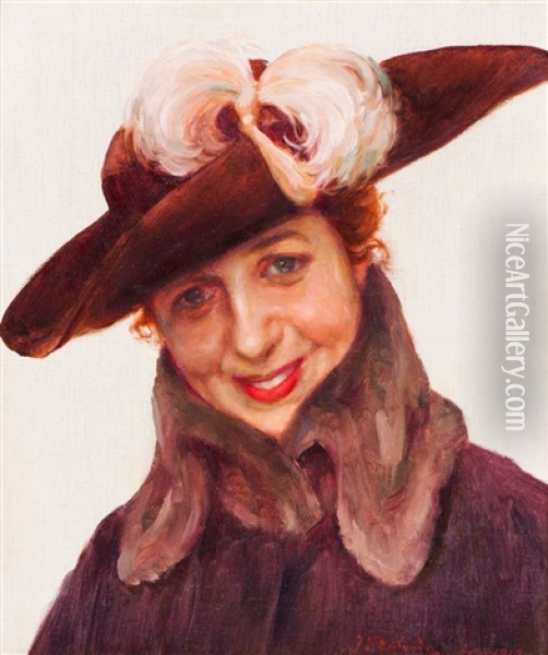 Lady's Portrait Oil Painting - Jose Velloso Salgado