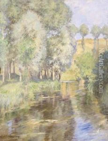 French River Scene Oil Painting - Rupert Ch. Wulsten Bunny