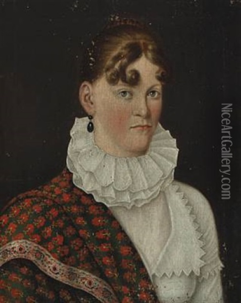 Portrait Of Jacobine Saabye Oil Painting - Carl Christian Seydewitz