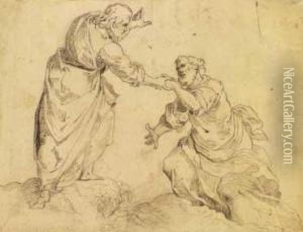 Cristo E San Pietro Oil Painting - Giovanni Battista (Il Malosso) Trotti