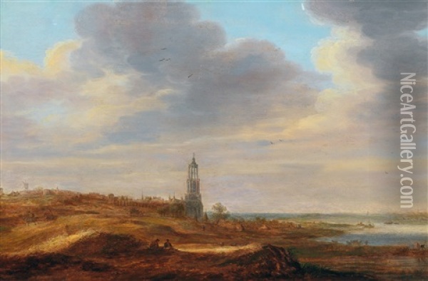 On The Beach Near Rhenen Oil Painting - Jan Josefsz. van Goyen
