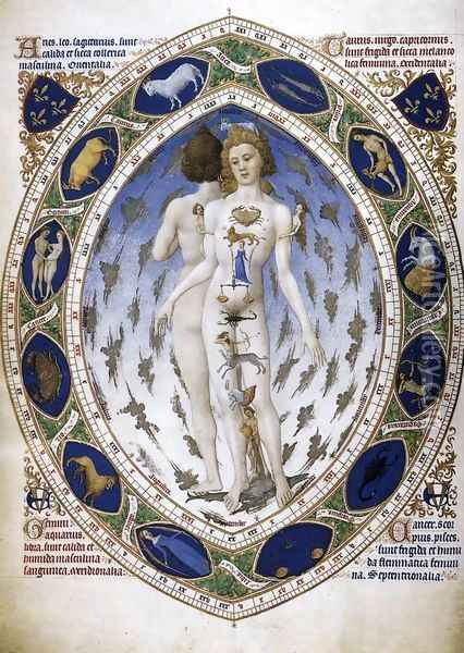 Les tres riches heures du Duc de Berry Astrological Man Oil Painting - Harry J. Pearson