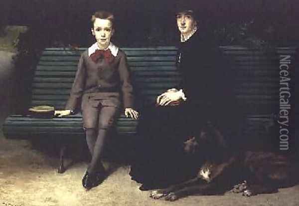 Mme Memssiere and her Son Oil Painting - Joseph-Paul Mesle