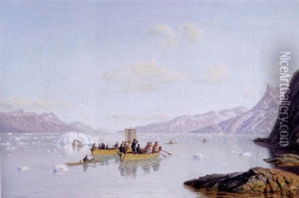 Konebade I En Gronlandsk Fjord Oil Painting - Carl (Jens Erik C.) Rasmussen