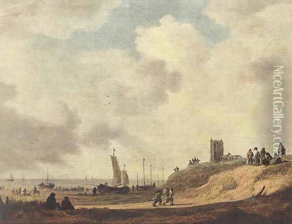 Seashore at Scheveningen 1645 Oil Painting - Jan van Goyen