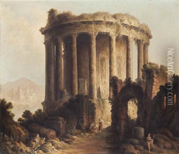 The Temple Of Vesta, Tivoli Oil Painting - Hubert Robert