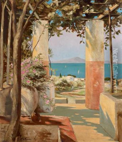 View Of The Bay Of Naples Oil Painting - Gustav Koken