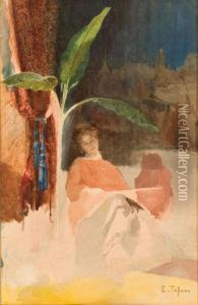 Fanciulla Seduta Oil Painting - Edoardo Tofano