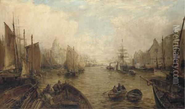 Shipping On The Thames Oil Painting - William Edward Webb