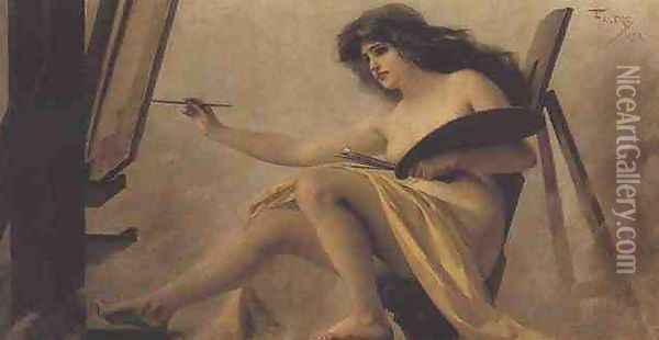 An Allegory of Painting Oil Painting - Luis Ricardo Falero