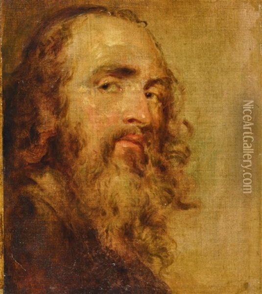 A Study Of A Rabbi Oil Painting - William Bradley