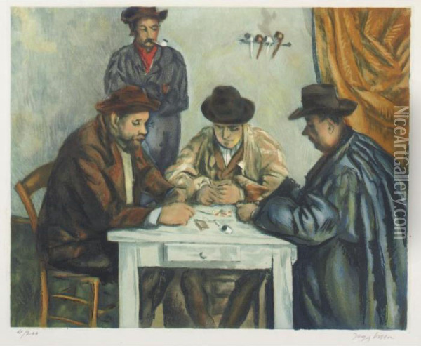 Les Joueurs De Cartes (ginestet / Pouillon E 662) Oil Painting - Paul Cezanne