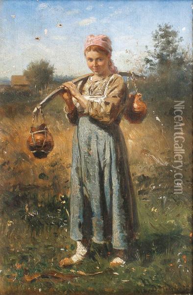 Jeune Porteuse D'eau Oil Painting - Vasily Maximovich Maximov