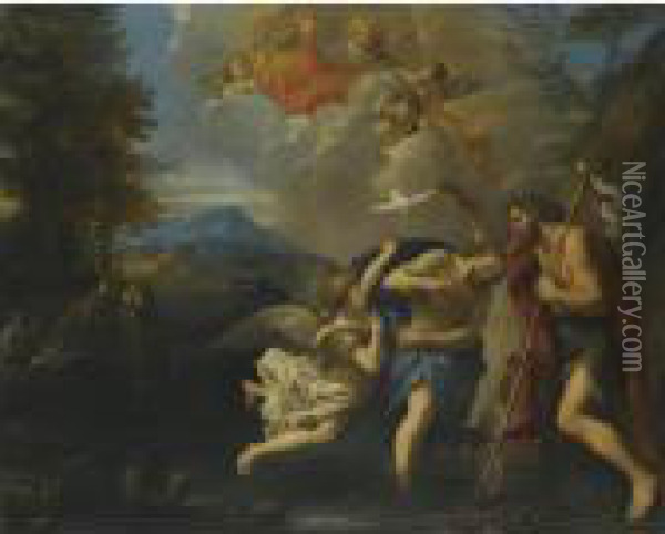 The Baptism Of Christ Oil Painting - Pier Francesco Mola