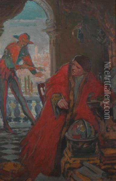 The Jester And The Geographer Oil Painting - George Gibbs