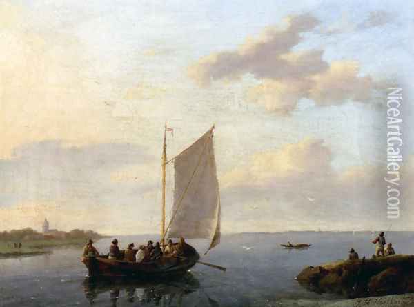 Off The Shore Oil Painting - Hermanus Jr. Koekkoek