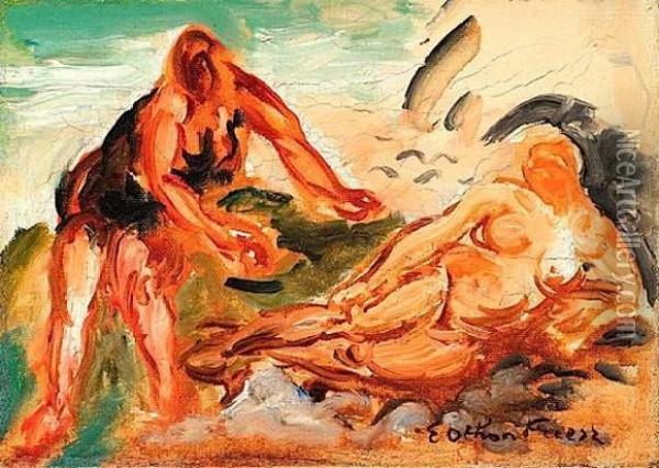 Sur La Plage Oil Painting - Emile-Othon Friesz