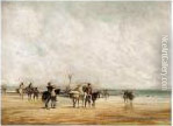 Crossing Lancaster Sands Oil Painting - David I Cox
