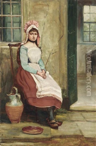 A Seated Milkmaid Oil Painting - John Lavery