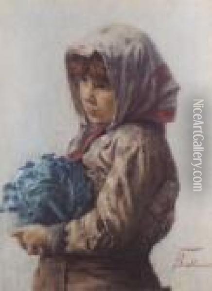 Italian Peasant Girl Oil Painting - Francesco Ballesio
