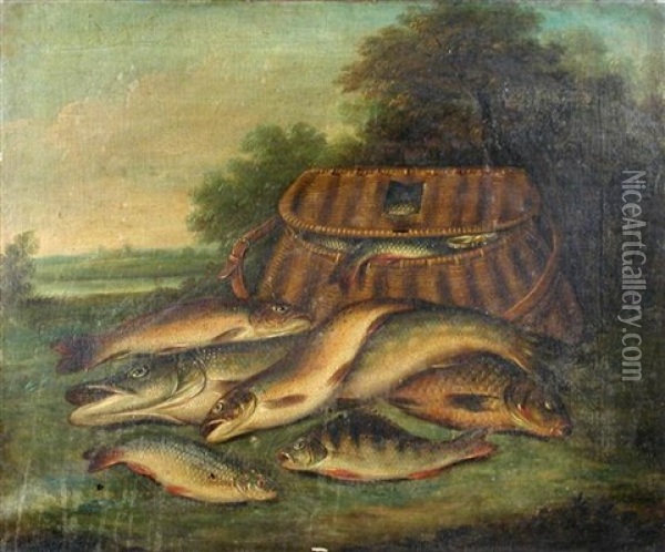 The Day's Catch And The Game Larder Oil Painting - Edward Coleman