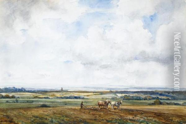 A Breezy Day Sussex Oil Painting - James Herbert Snell