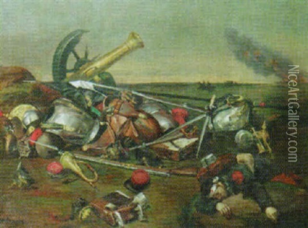 Battle Scene Oil Painting - Jean-Charles (Col.) Langlois