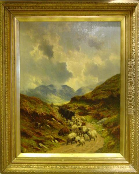 Landskap Med Farhjord I Forgrunden. Oil Painting - Alfred Grey