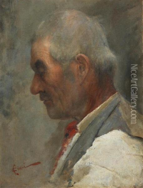 Portrait Of A Man In Profile Oil Painting - Cesare Ciani