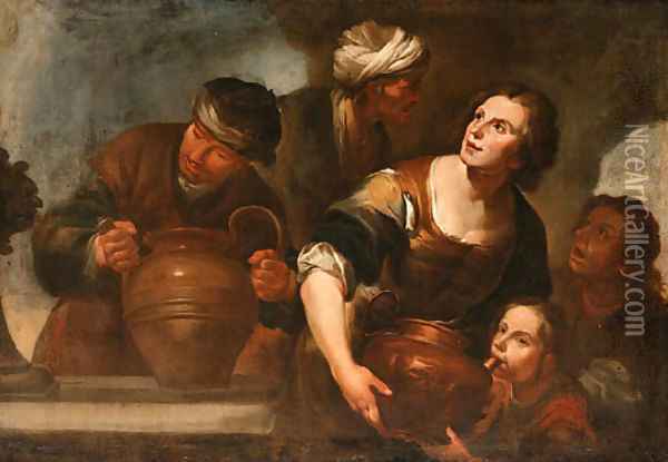 Peasants drawing Water from a Fountain Oil Painting - Gioacchino Assereto