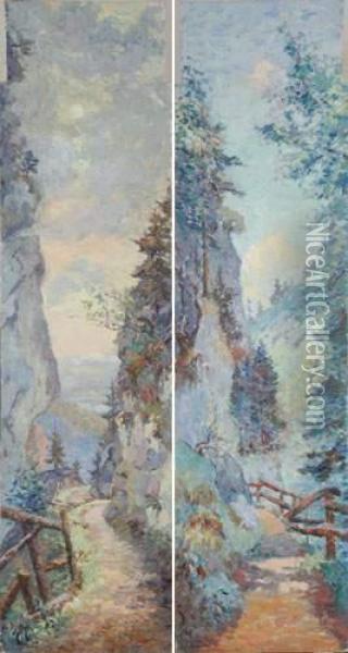  Chemin La Covatanne, Suisse 1902  Oil Painting - Emmanuel De La Villeon