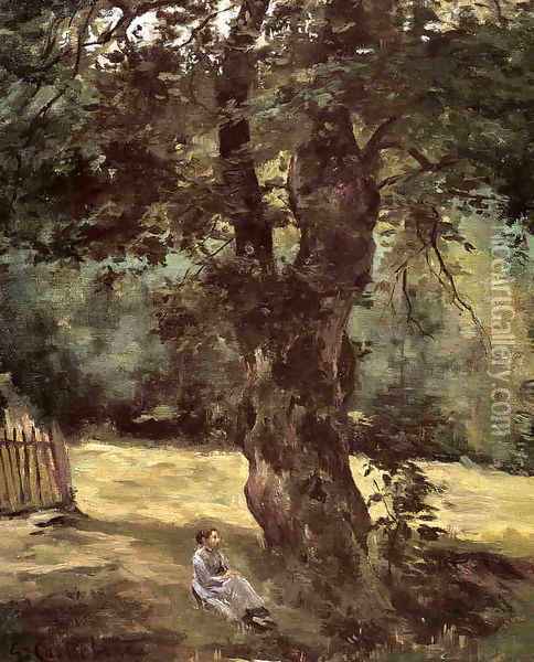 Woman Seated Under A Tree Oil Painting - Gustave Caillebotte