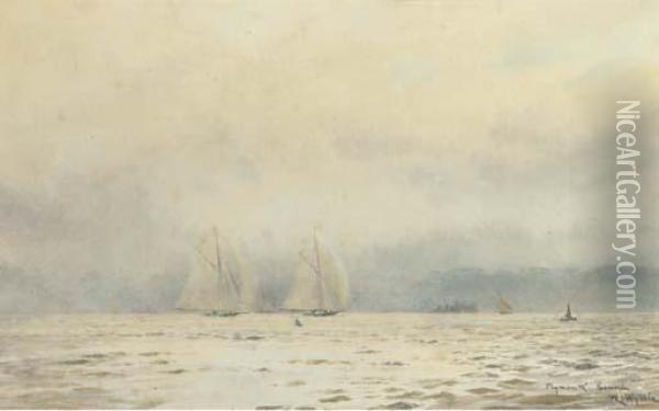 Big-class Yachts Racing In Plymouth Sound Oil Painting - William Lionel Wyllie