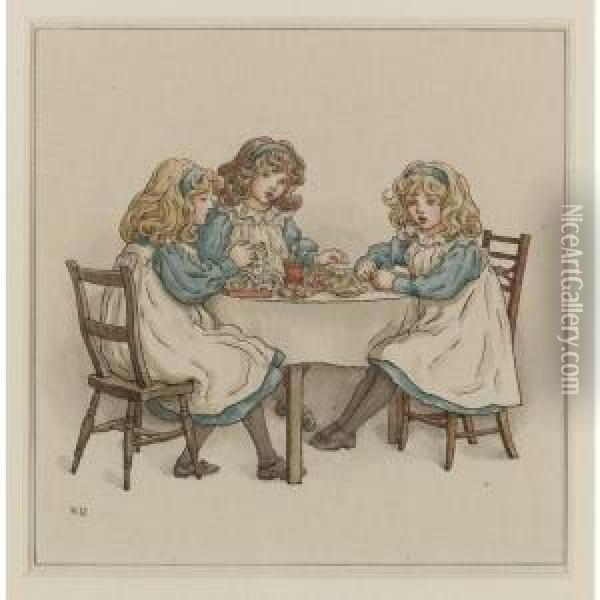 The Tea Party Oil Painting - Kate Greenaway