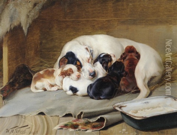 Family Nap Oil Painting - William Henry Hamilton Trood