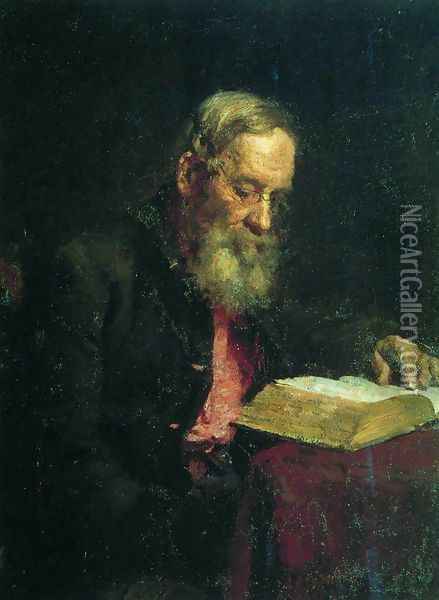 Portrait of Yefim Vasilyevich Repin, the artist's father Oil Painting - Ilya Efimovich Efimovich Repin