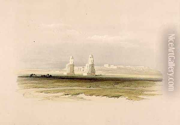 The Colossi of Memnon, from Egypt and Nubia, Vol.1 Oil Painting - David Roberts