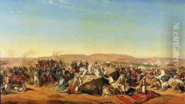Capture of the Tribe of Abd el Kader 1808-83 by Henri dOrleans 1822-97 Duke of Aumale 3 Oil Painting - Alfred Charles Ferdinand Decaen