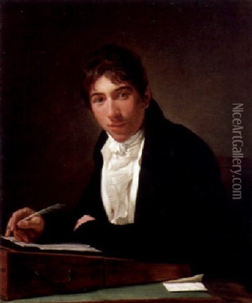 Portrait Of Mr. Gardiner Of Coombe Lodge At A Writing Table Oil Painting - Henri-Pierre Danloux