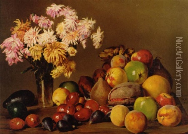 Naturaleza Muerta Con Fruta Y Flores Oil Painting - Conrad Wise Chapman