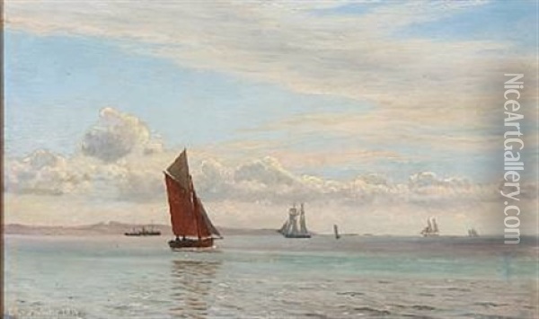 Seascape With Sailing Ships Oil Painting - Christian Blache