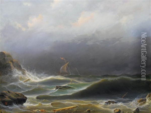 Der Schiffbruch Oil Painting - Bernhard Stange