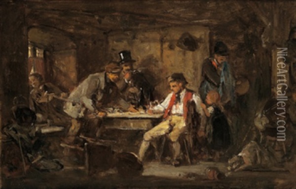 In Der Stube Oil Painting - Franz Von Defregger