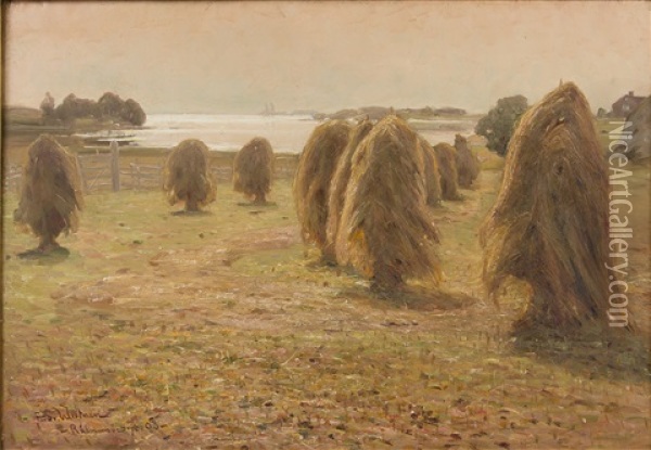 View To The Sea Over The Field Oil Painting - Edvard (Edouard) Westman