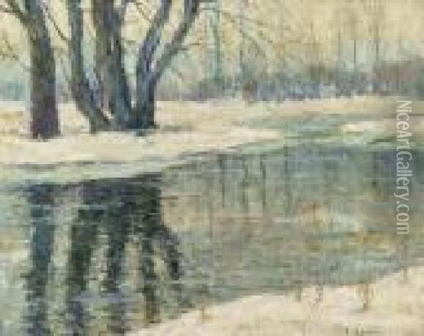 Winter Landscape Oil Painting - Ernest Lawson