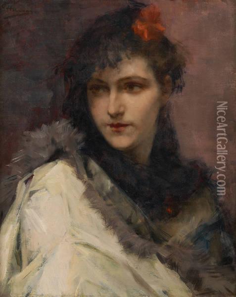 Jeune Fille Auxcoquelicots Oil Painting - Charles Hermans