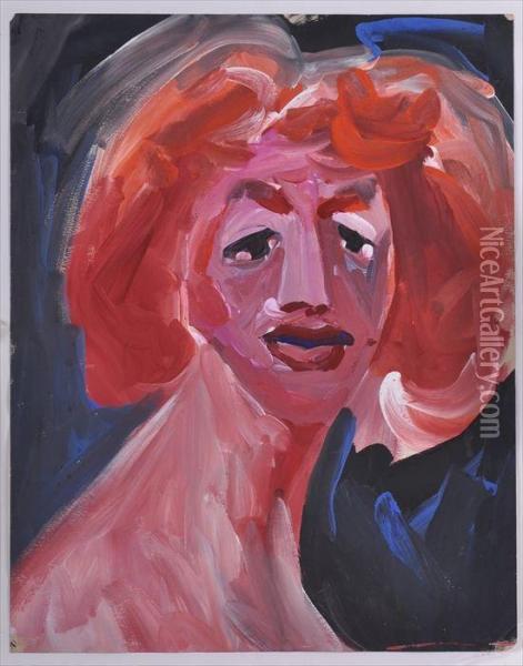Woman With Red Hair Oil Painting - Merton Clivette